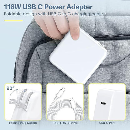 Azacvb Mac Book Pro Charger - 118W USB C Fast Charger Power Adapter Compatible with MacBook Pro & MacBook Air 13, 14, 15, 16 inch, M1 M2 M3 M4 M5, New ipad Pro and All USB C Device, 6.6ft Charge Cable