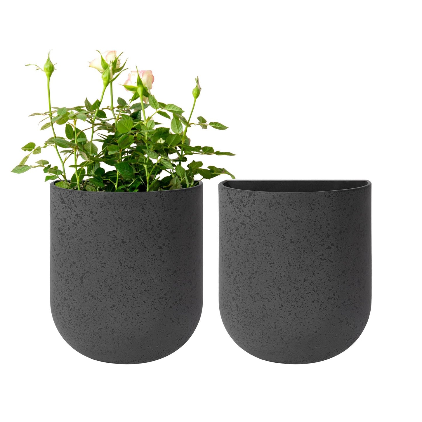 LA Jolie Muse Wall Hanging Planters for Indoor Plants，Hanging Flower Pots for Air Plants Succulent, Set of 2, 5.7L*4.1W*6.5H, Concrete Gray