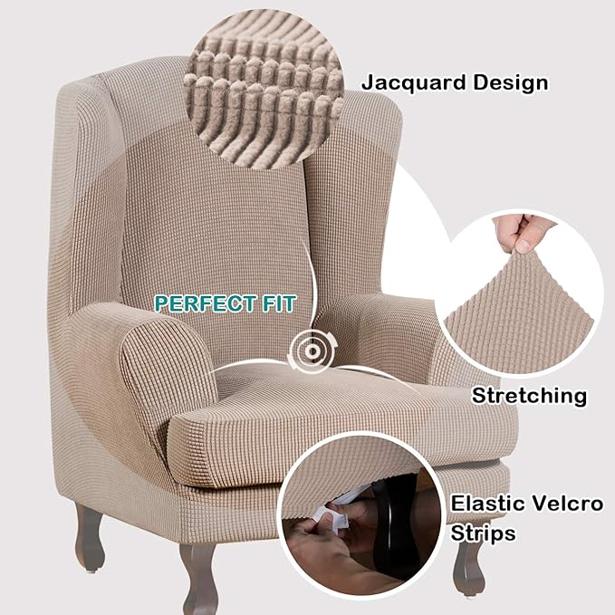 Turquoize Wingback Chair Covers 2 Piece Wing Chair Slipcover Stretch Slipcovers