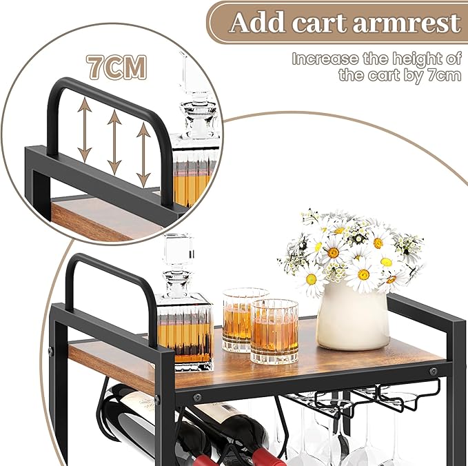 Bar Cart for The Home, 3 Tier Kitchen Carts