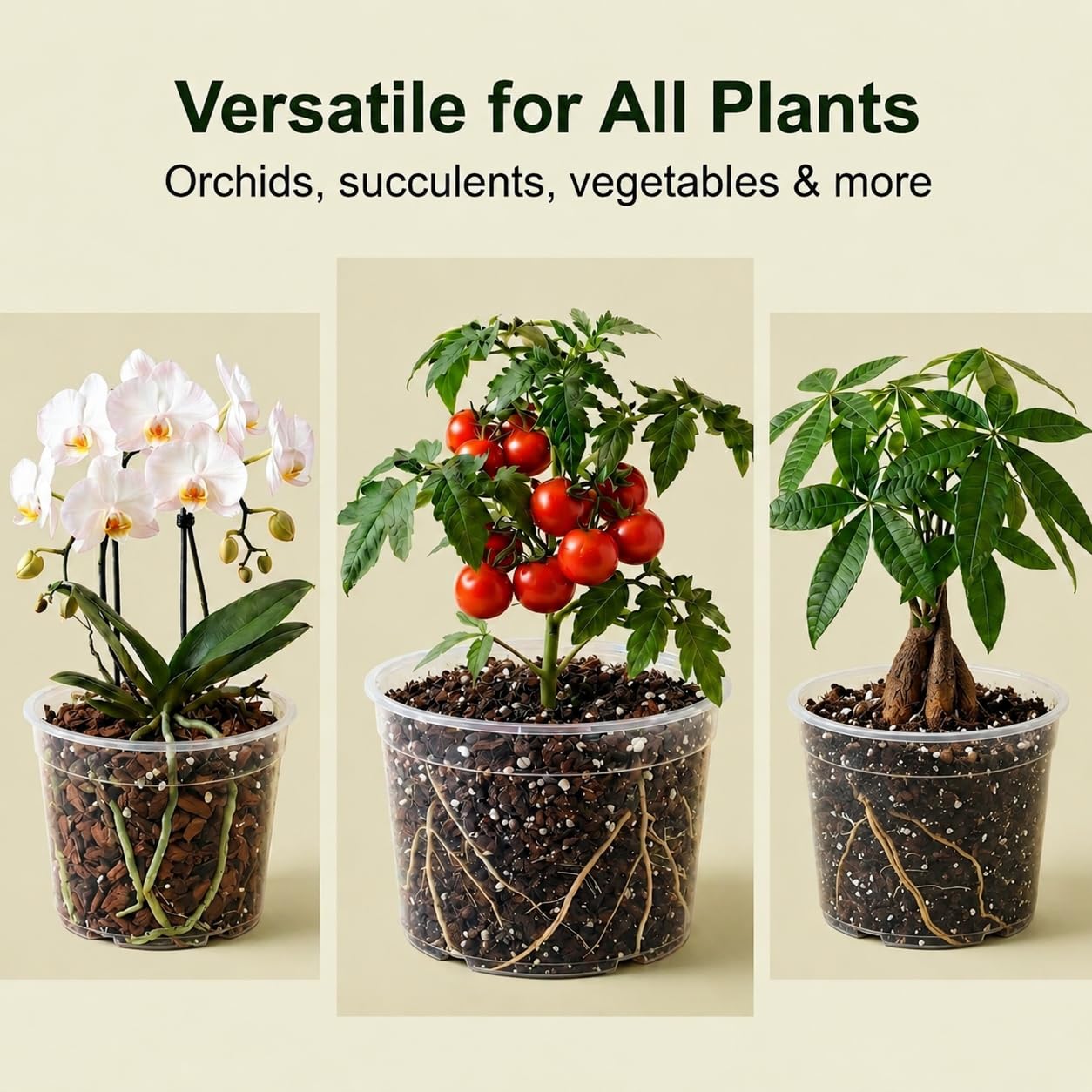 TAQIXI 2 Gallon Clear Nursery Pots 15 Pack, 8 Inch Large Plastic Plant Pots with Drainage Holes, Transparent Planters for Root Monitoring, Seedlings, Vegetables, Flower, Indoor Outdoor