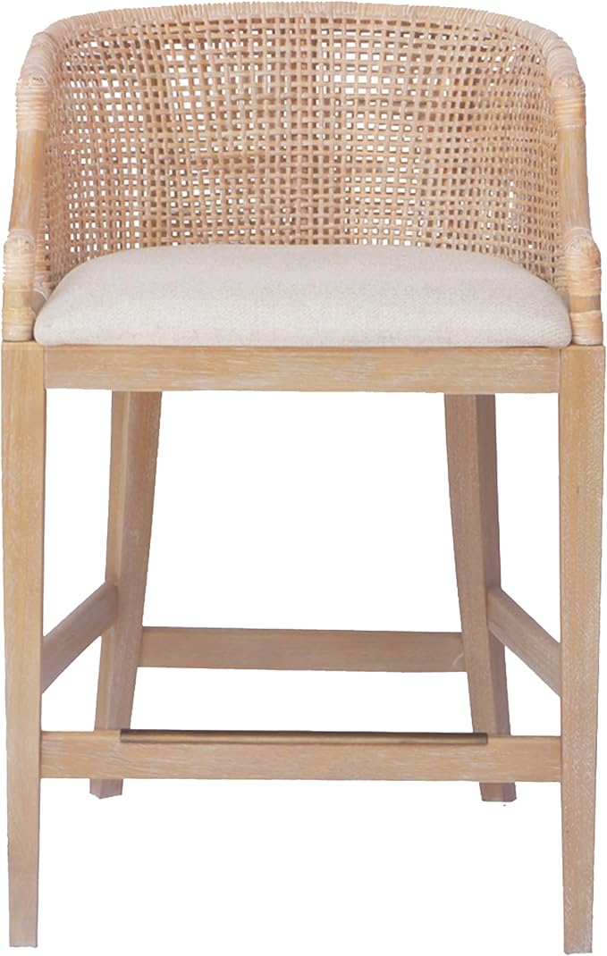 Martha Stewart Farmhouse Counter Height Bar Stools, Handcrafted Rattan Counter