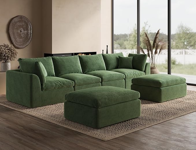 ohllob 140" U Shaped Couch, Cloud Sectional Couches