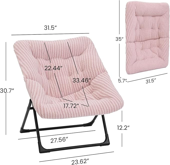 Comfy Saucer Chair for Adults, Soft Faux Fur Bedroom Chair, Accent Dorm Chairs