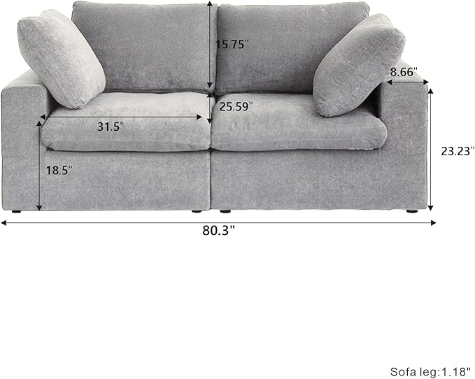 Cloud Modular Sectional Sofa Couch, 80.3" Convertible Couches Lovesofa
