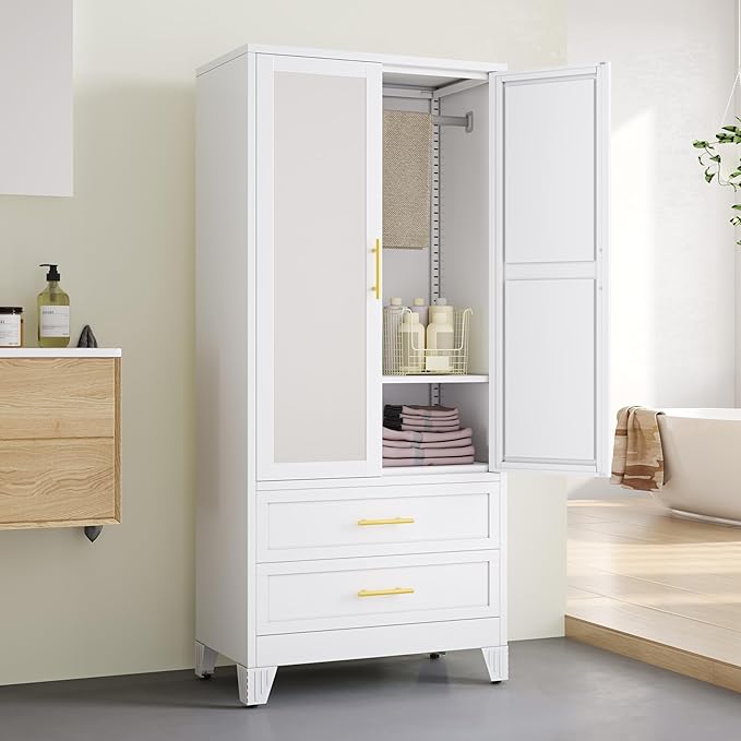 erosoei Metal Armoire Wardrobe Closet, 71 "Metal Clothing Storage Cabinet