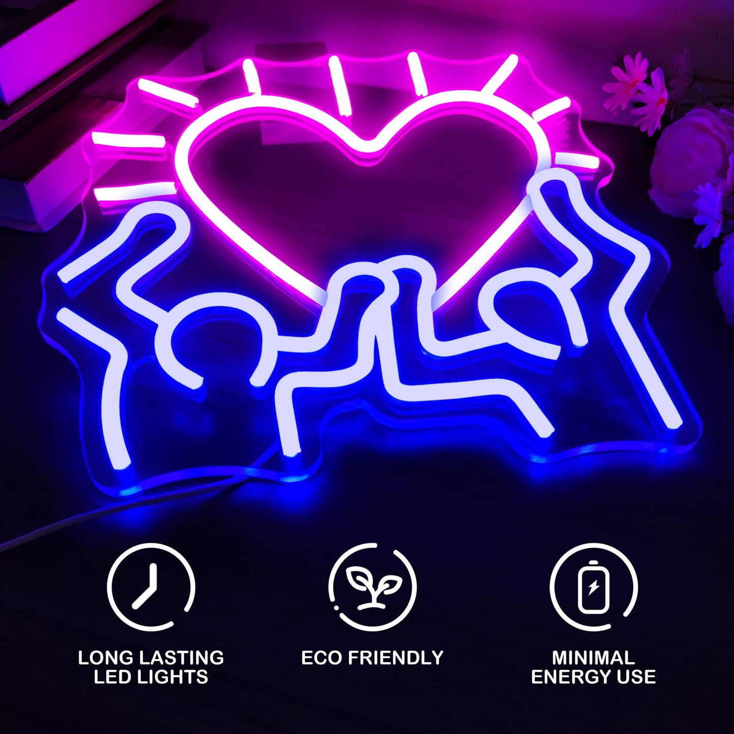 Graffiti Heart Neon Sign LED Signs for Wall Dimmable Heart Neon Light Up Signs for Bedroom Man Cave Neon Wall Art Decor Gifts for Teens
