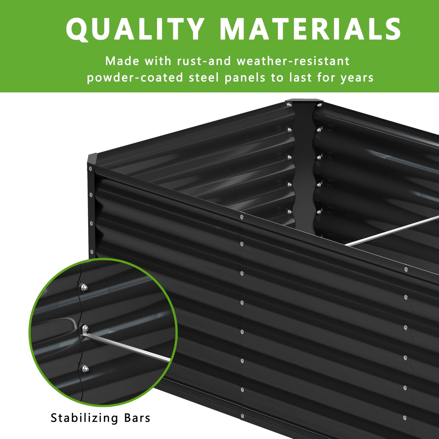 Nedenyou 6x2x2FT Galvanized Raised Garden Bed,Planter Raised Beds-Metal Garden Box,Large Plant for Outdoor Planting, Vegetables Bed，Flower,herb-Black