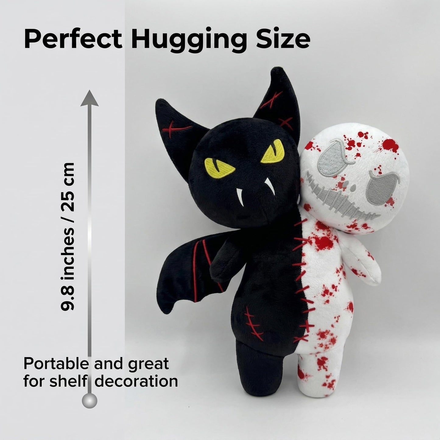 Tabiaprd Reversible Halloween Plush Toy – Flip Vampire & Ghost Glow-in-the-Dark Horror Stuffed Animal 9.8" Collectible Scary Plushies Pillow Ultra-Soft Cuddle Buddy for Halloween Decor, Gifts & Movie