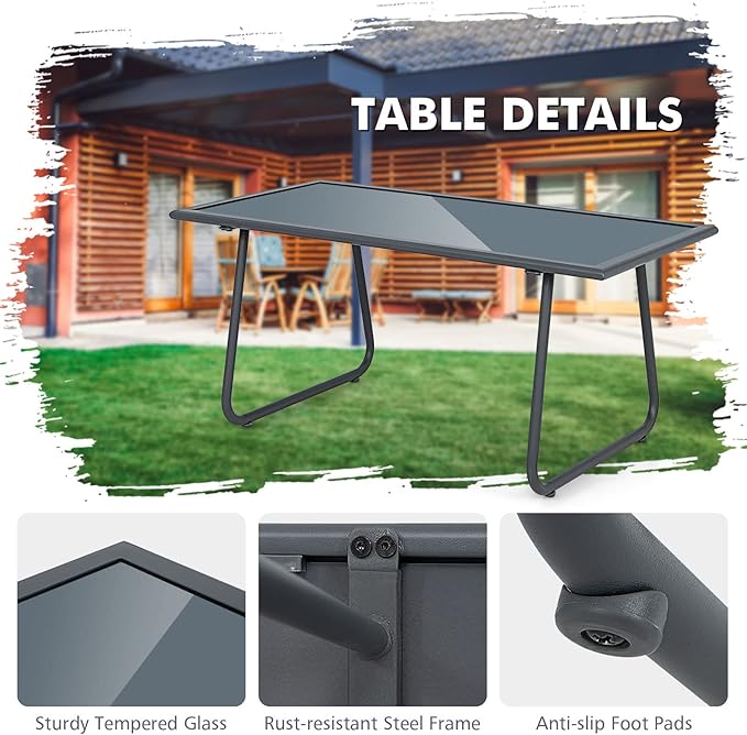 Tangkula 4 Pieces Patio Furniture Set, Outdoor Conversation Set