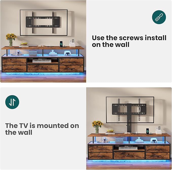 BTHFST TV Stand with Mount for 45/55/65/70 inch TVs, 51.2" LED TV Stand with