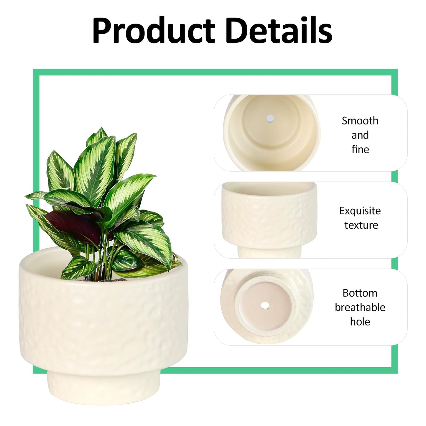 OXART Ceramic Plant Pots, 12.2+10+7.7 inch Planters with Drainage Hole, 3 Piece Large Ceramic Pots for Plants, Stylish Flower Pots for Indoor Plants, Perfect for Home Office Entryway, Yellow
