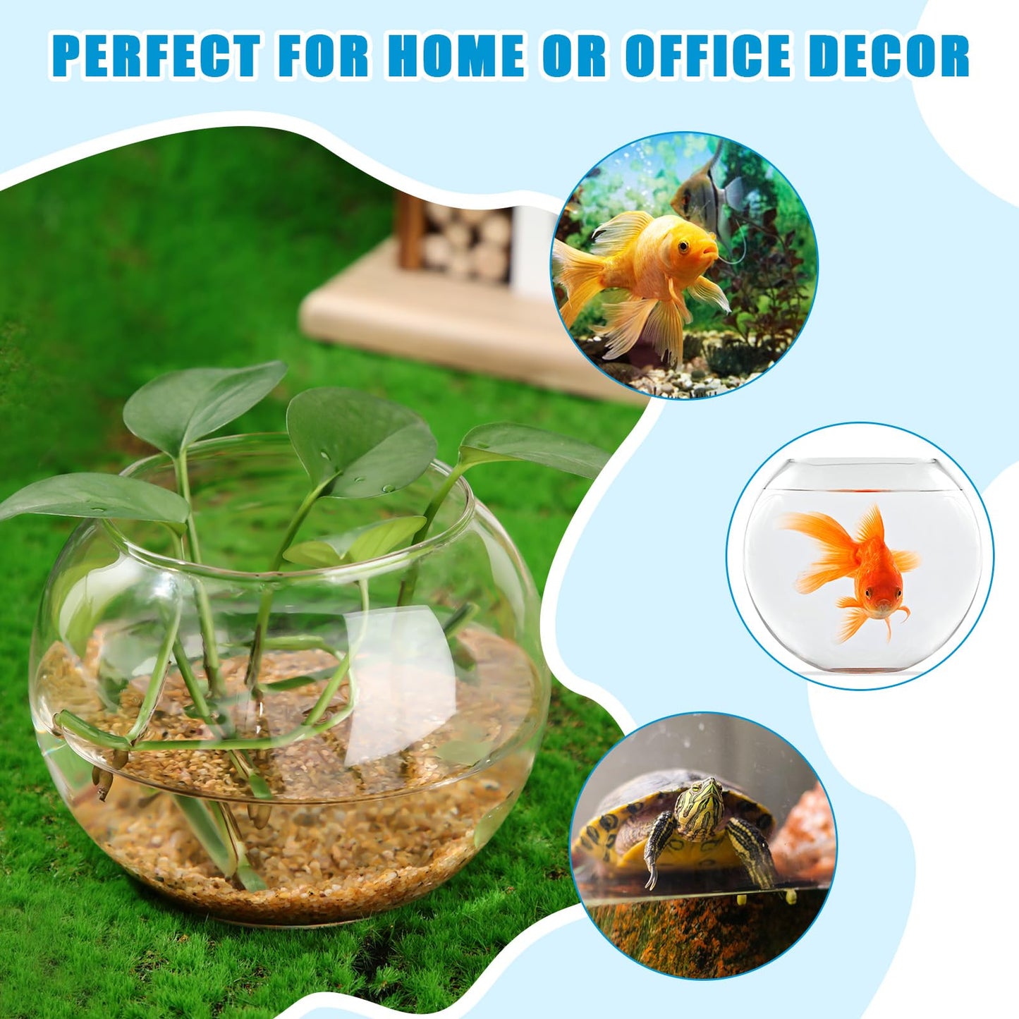 24 Pcs Glass Bubble Bowl Vase Bulk, Clear Round Glass Centerpiece Bowls for Valentine's Wedding Table Decor, Fish Flower Bud Vase Terrarium for Event Party DIY (3.5" h X 4.7" w)