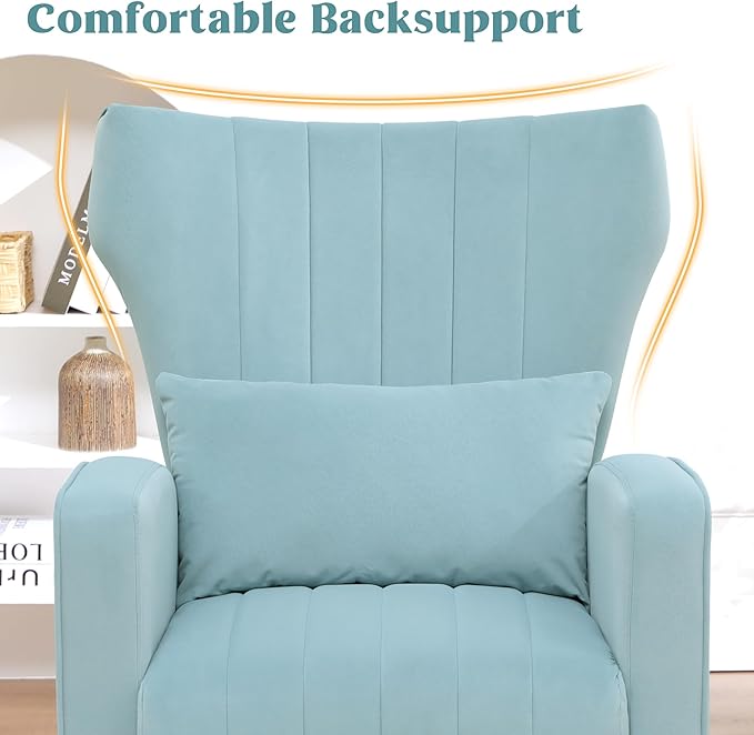 Modern Accent Chairs Set of 2 Upholstered Living Room Chairs, High Back Arm