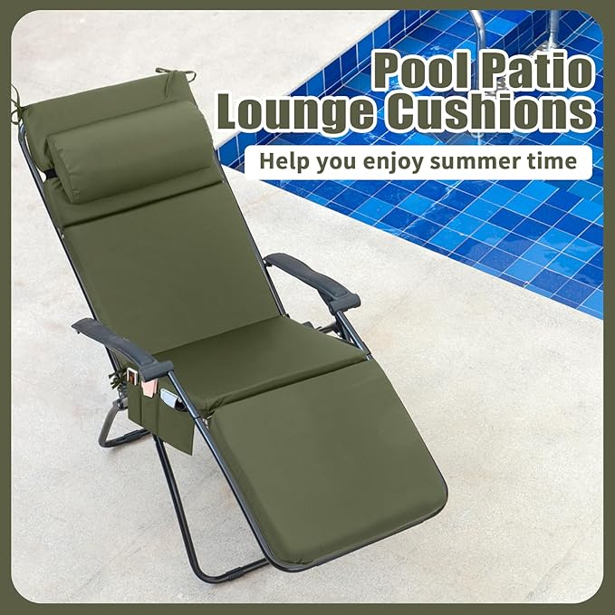 Wenqik 2 Pcs Outdoor Chaise Lounge Cushion