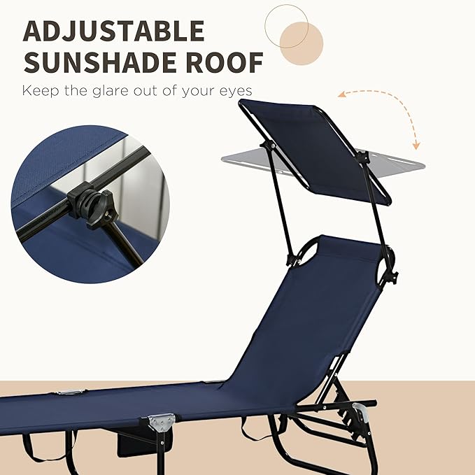 Outsunny Folding Chaise Lounge Pool Lounge Chairs Set of 2, Outdoor Sun Tanning