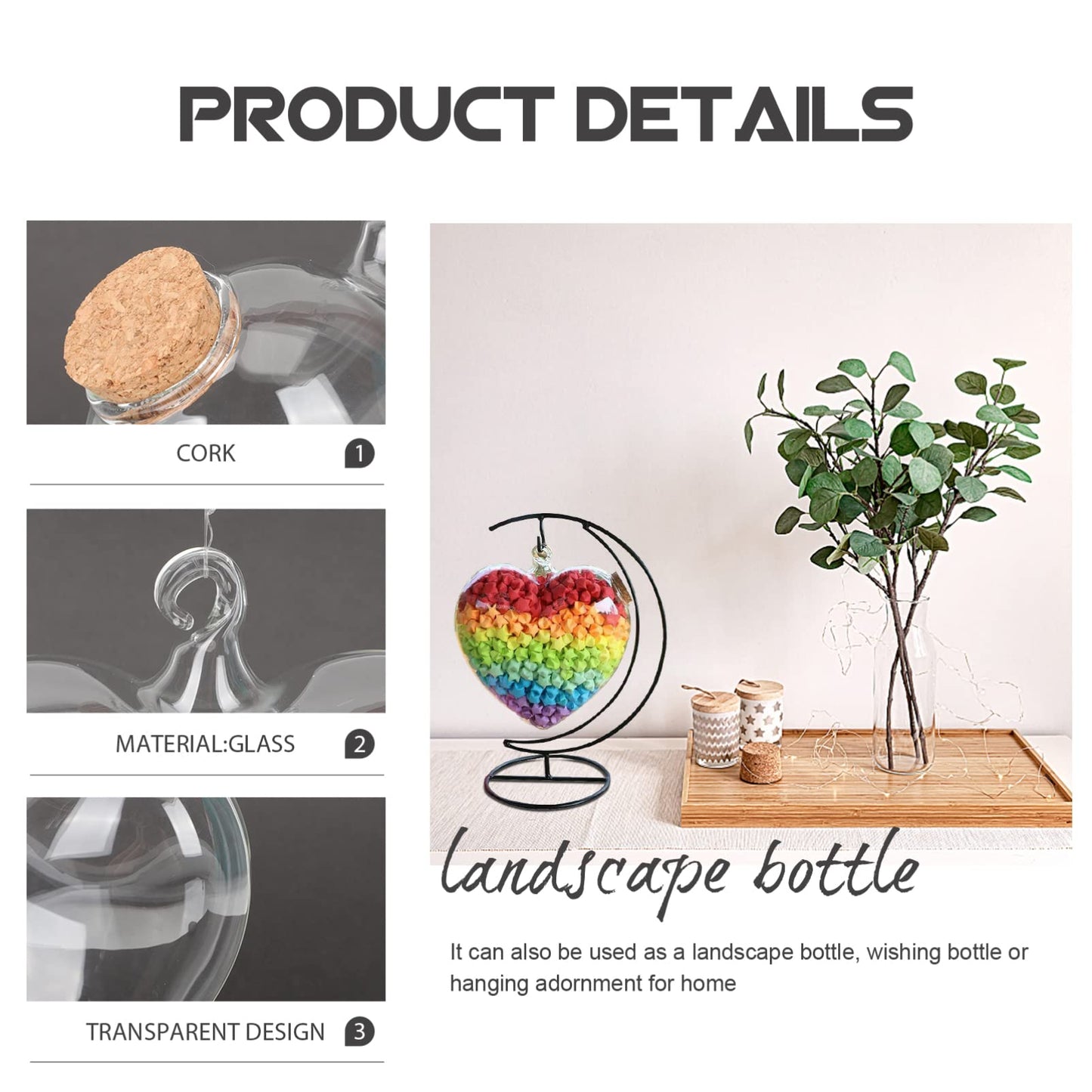 Cabilock Bottles Small Terrarium Small Terrarium Glass Empty Container Plants Showing Bottle Shaped Wishing Bottle for Home Paper Star Bottle Glass Favor Jars Small Glass Jars