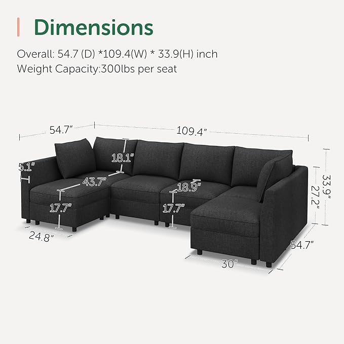 HONBAY Modular Sectional Sofa Couch