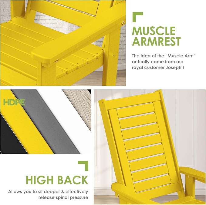 GREENVINES Outdoor Rocking Chairs | Set of 4 | Porch Rocker | HDPE Plastic |