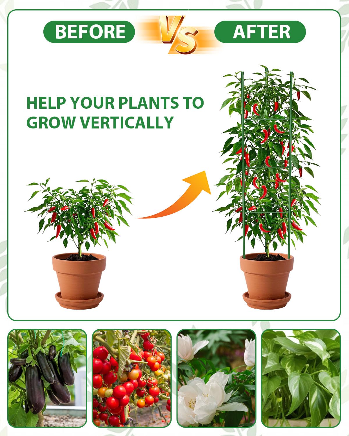 MYMULIKE 3 Pack Tomato Cages for Garden, 51in*13in Adjustable Tomatoes Plant Stakes Support Cages Trellis, Garden Trellis for Vegetable Flowers Fruits Climbing Plants- 20 Binding Wires Included