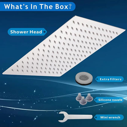 Voolan Rain Shower head, High Pressure Shower Head Made of 304 Stainless Steel, Relaxed Shower Experience Even at Low Water Flow and Pressure (10" Chrome)