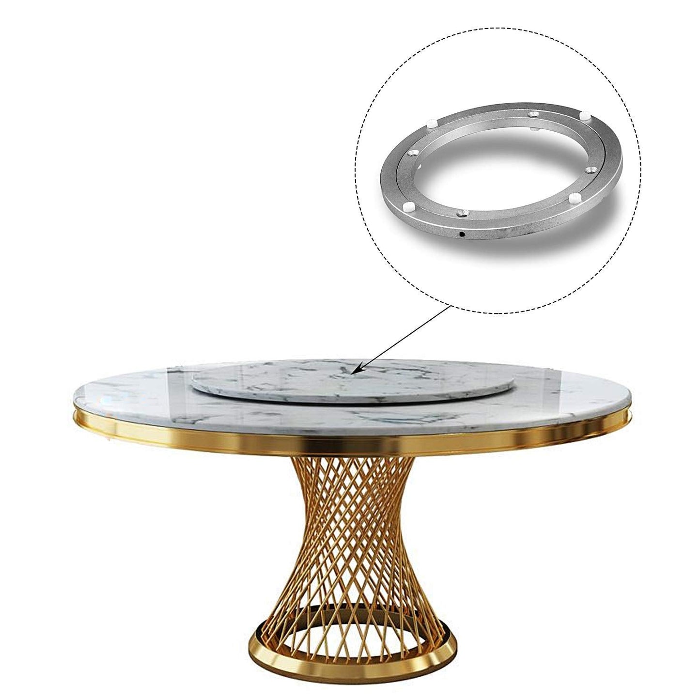 CBTONE 8 Inch Aluminum Lazy Susan Bearing Turntable Bearings 200mm Silver Turntable Swivel Plate Hardware for Dining-Table