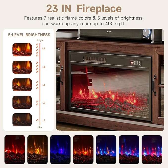 58" Fireplace TV Stand, Modern Entertainment Center