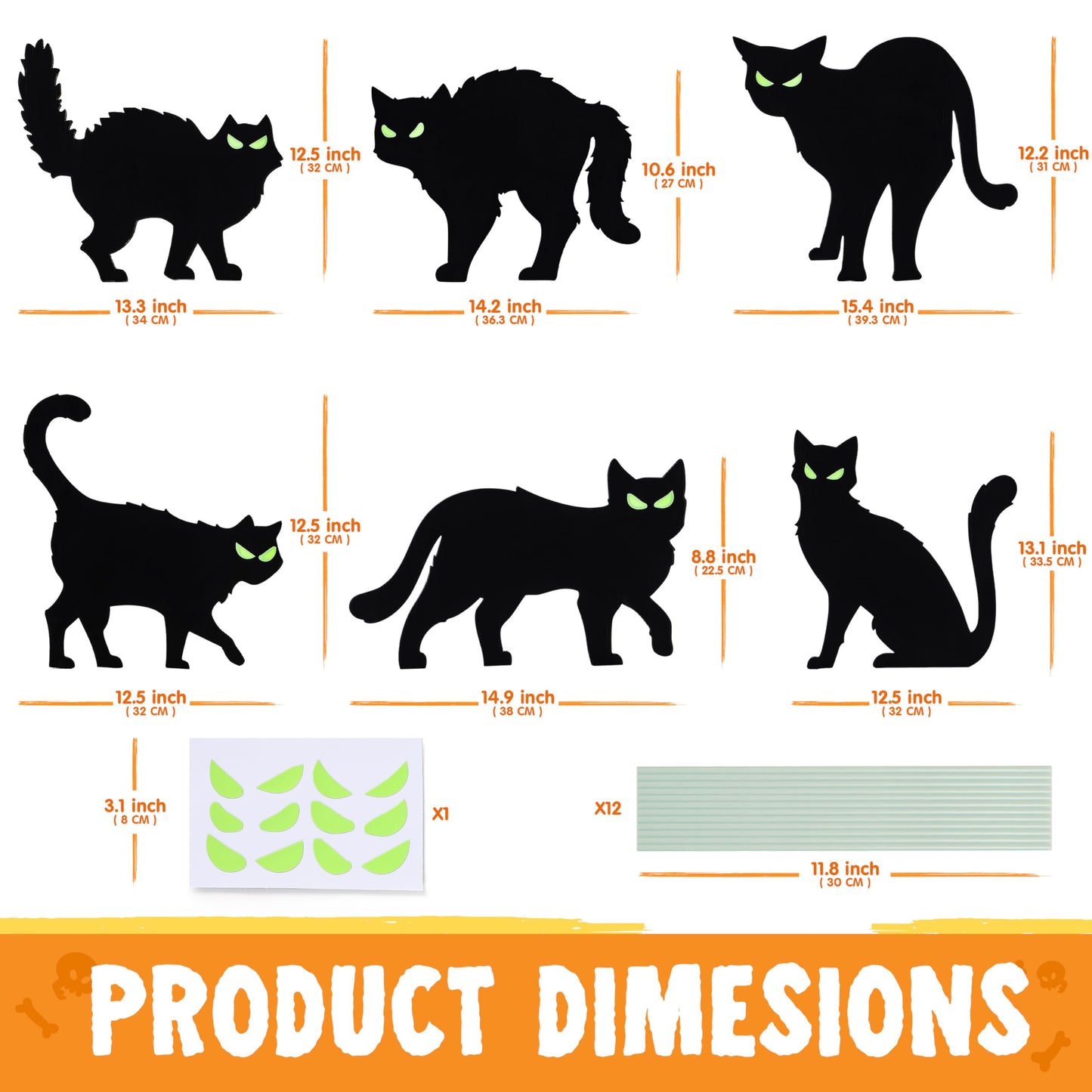 JOYIN 6 Pcs Halloween Yard Signs Decorations Outdoor, Halloween Black Cat Stakes with Glow in Dark Eyes, Scary Silhouette Decor for Pathway Graveyard Yard Garden Lawn Patio Party Supplies