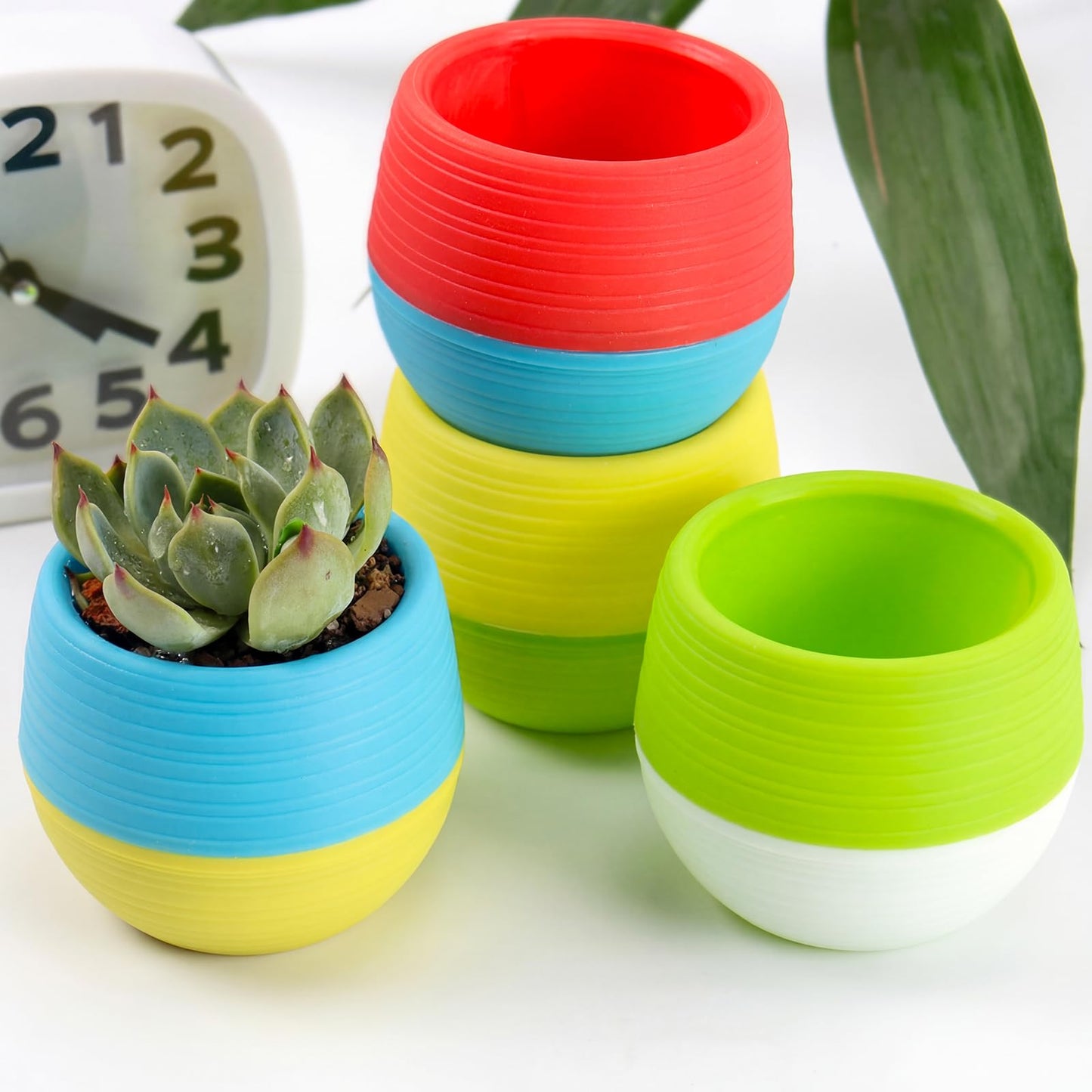 Elsjoy 30 Pack Mini Succulent Pot, 3 Inch Plastic Seed Starter Pots Small Cute Succulent Planter with Drainage for Indoor & Outdoor Plants, Home Decor, Free Assembly