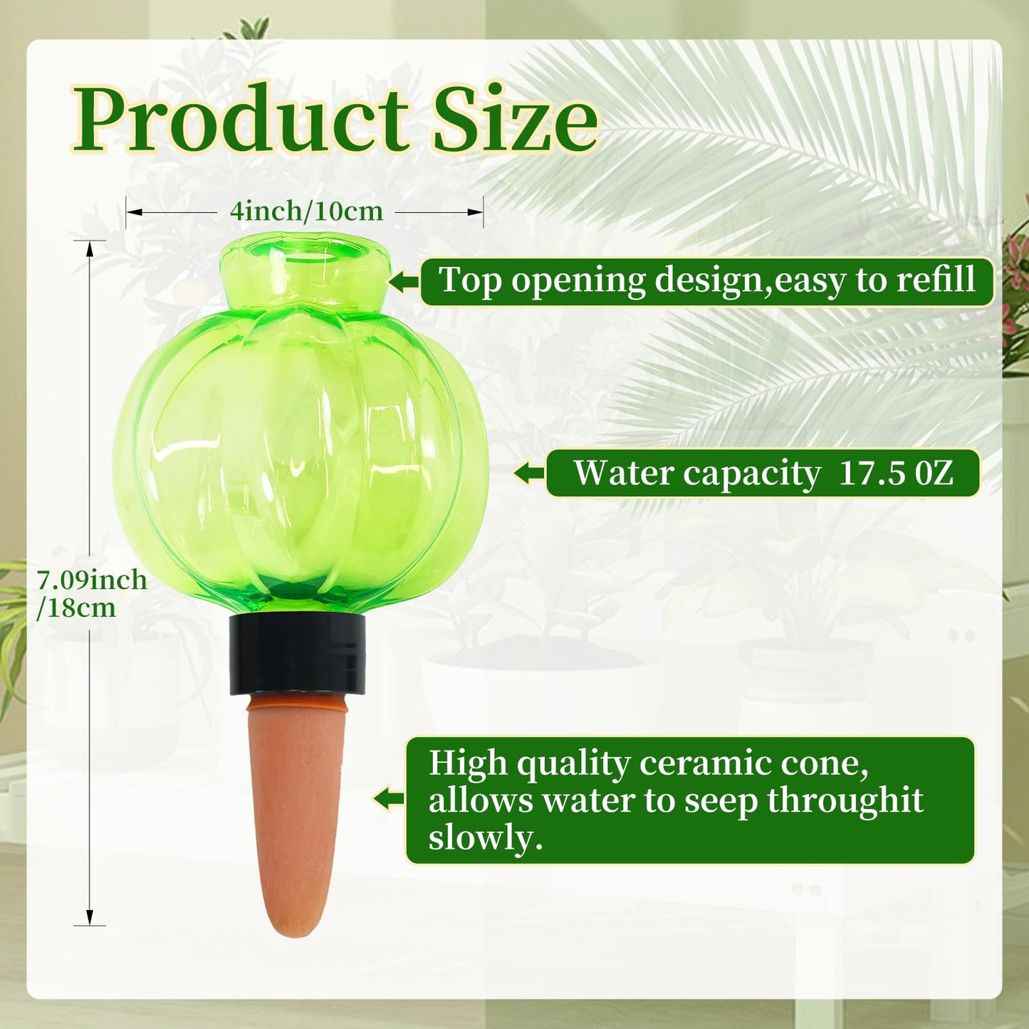 3 Pack Plant Self Watering Globes Top Fill for Indoor Plastic Water Bulbs Slow Release Terracotta 17.5 oz Self Watering Planter Insert Automatic Drip Irrigation Water Spikes Stakes Devices System