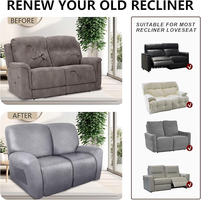 ANARACHON Loveseat Recliner Cover Leather Look Recliner Loveseat Covers