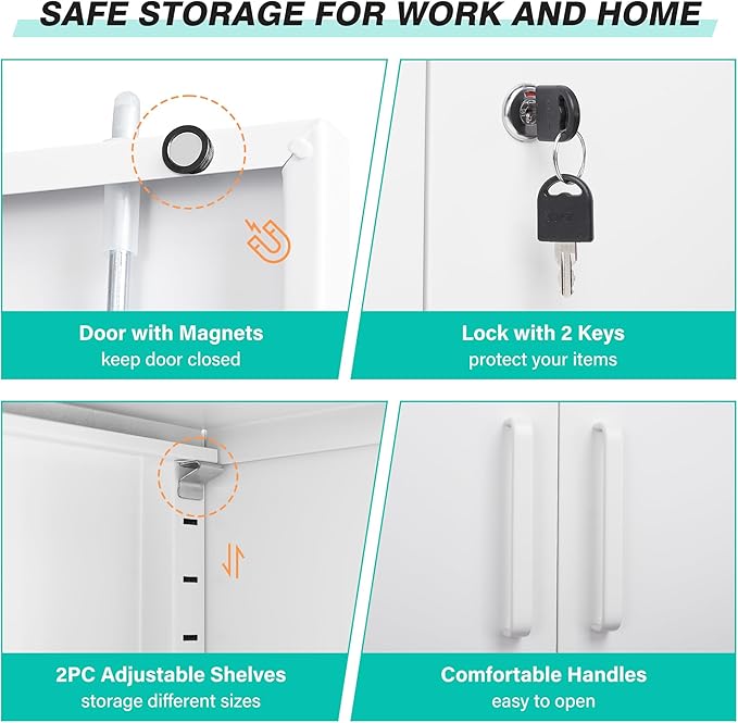 SISESOL White Metal Storage Cabinet