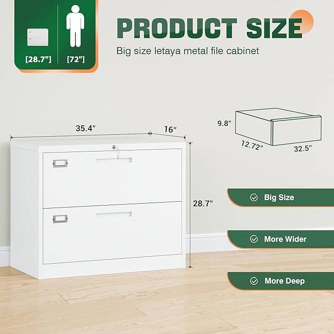 Letaya 2 Drawer Metal Filing Organization Office Cabinets