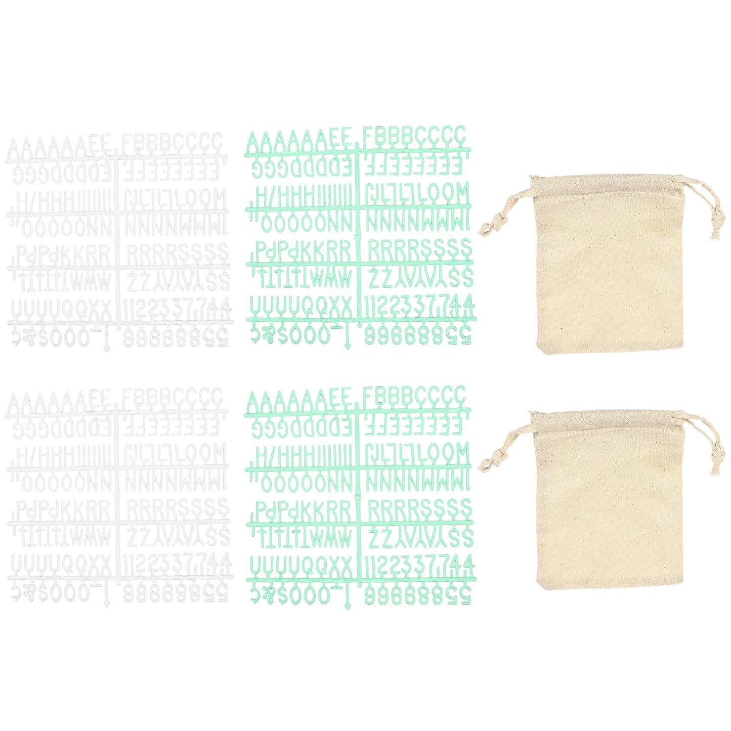 PATIKIL 588 Piece Plastic Letters Set for Felt Letter Board, White/Green Alphabet Message Board Accessories Including Letter Numbers with Restraint Strap for Cafe, Wedding, Birthday