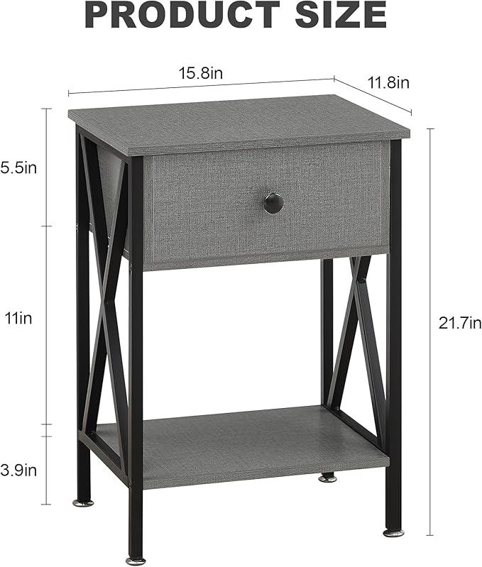 VECELO Nightstands Set of 2, Modern Bedside End Tables, Night Stands