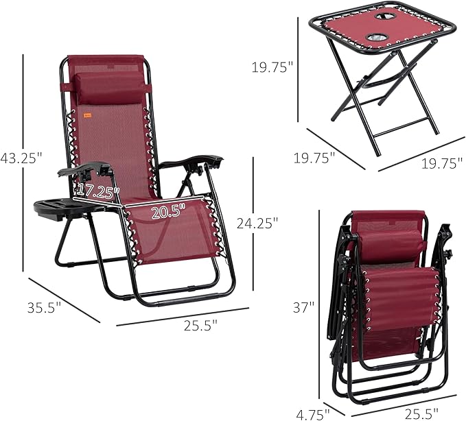 Outsunny Zero Gravity Chair Set