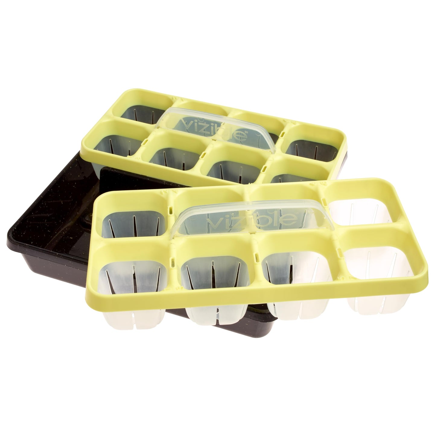 Vizible 16-Cell Seed Starting Tray Caddy | Reuseable Clear Cell Design | Perfect for Vegetables Including Tomatoes and Peppers, Flowers and Herbs (Cosmos Yellow)