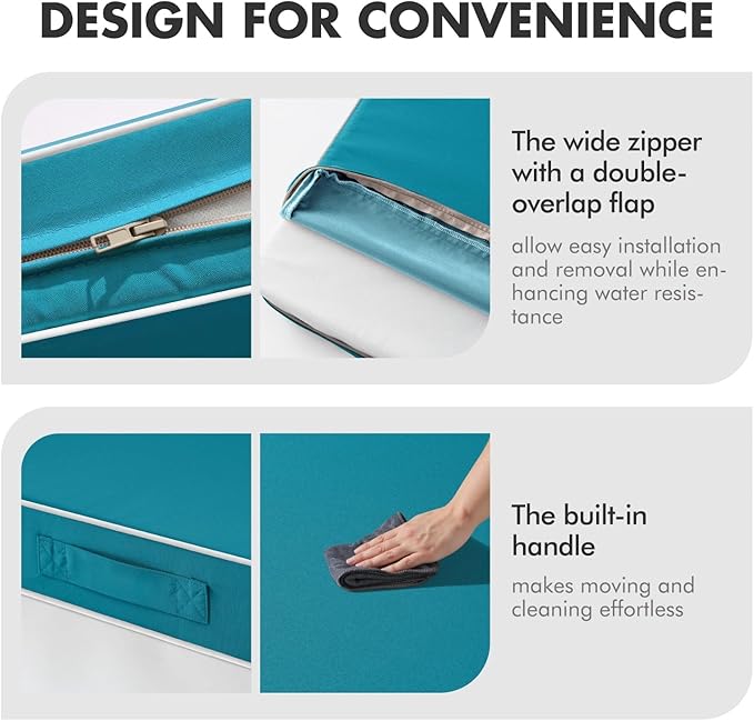 MIULEE Teal Outdoor Seat Cushion 24x24 Inch Waterproof & 3 Year Fade Resistant