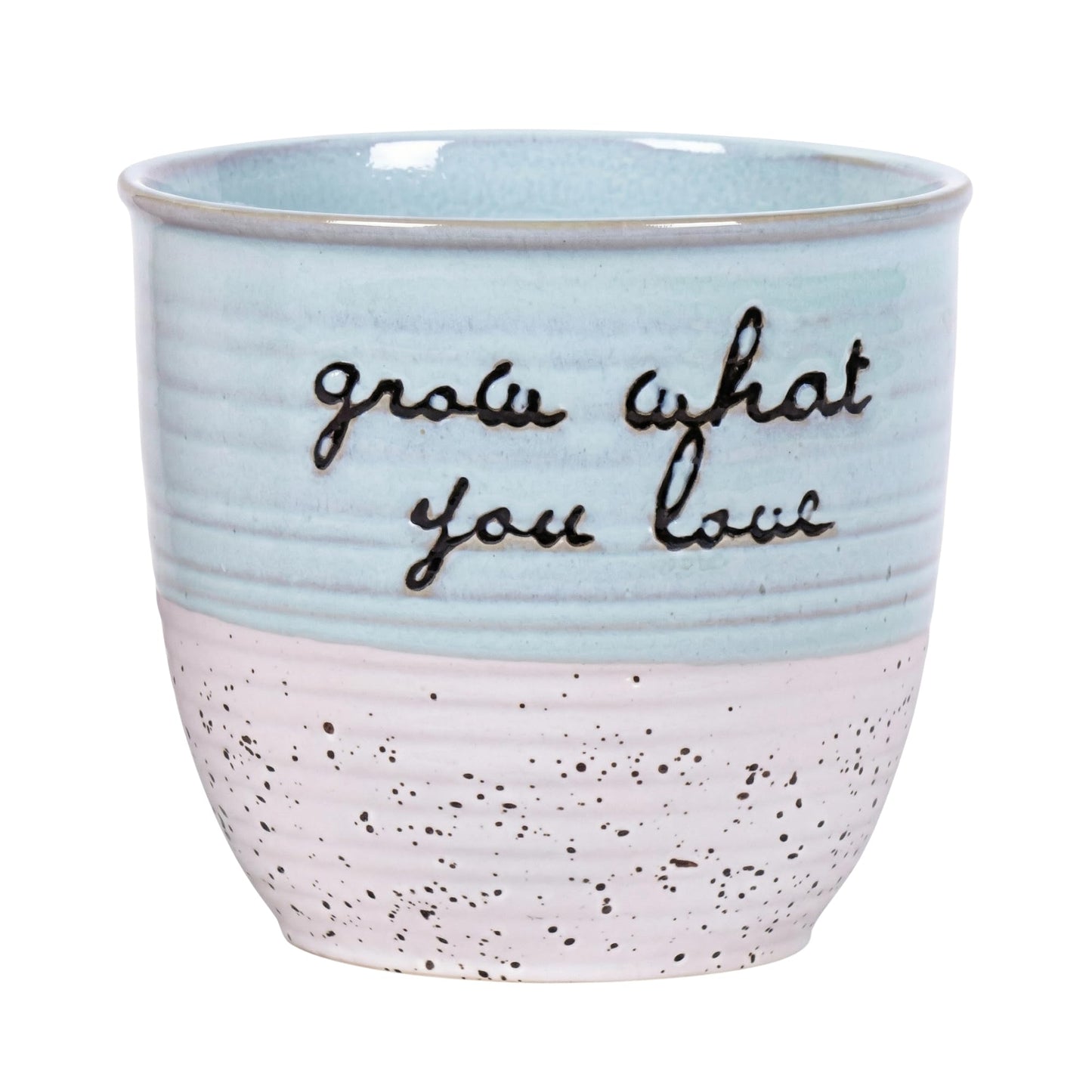 Blue Sky Clayworks 5” Patricia Flower Pot, Ceramic, 6" x 6", “Grow What You Love” Pastel Duo