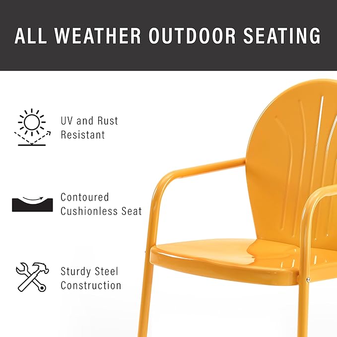 Crosley Furniture Griffith Outdoor Chair, Retro Metal Patio Chairs