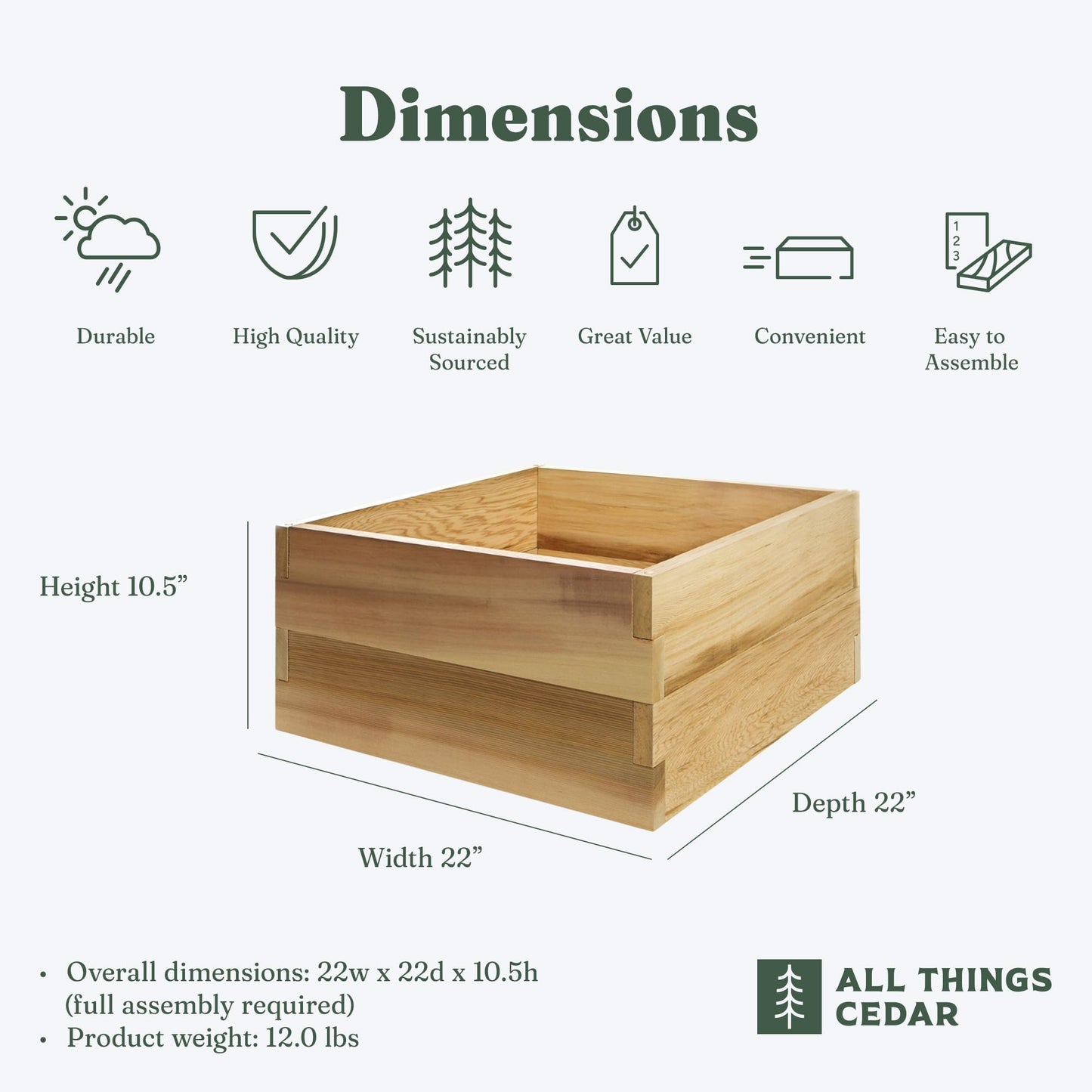 All Things Cedar Raised Garden Box, 2' Square 2-Tier Planter Bed, Western Red Cedar Build