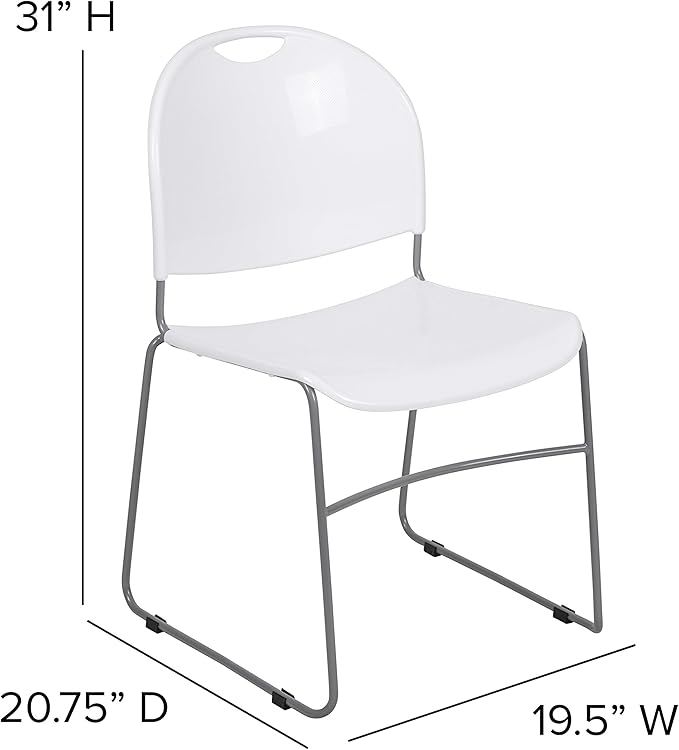 Flash Furniture HERCULES Series 880 lb. Capacity White Ultra-Compact Stack Chair