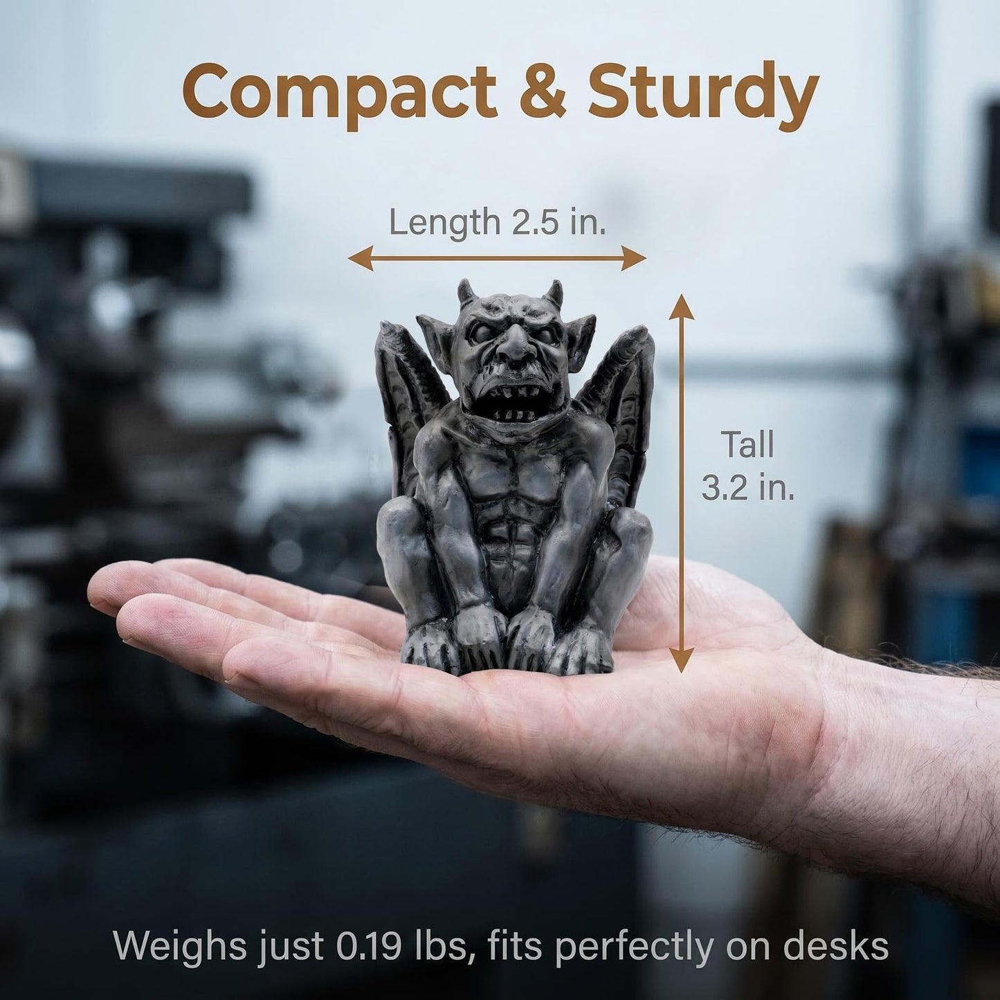 Gothic Gargoyle Incense Burner, Resin Demon Statue, Medieval Monster Figurine, Grey, 3.2 in. Tall, for 1x1 in. Cones, Halloween Decor