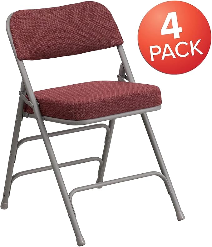 Flash Furniture 4 Pack HERCULES Series Premium Curved Triple Braced & Double