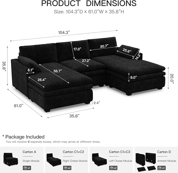 Belffin Large Modular Sectional Sofa