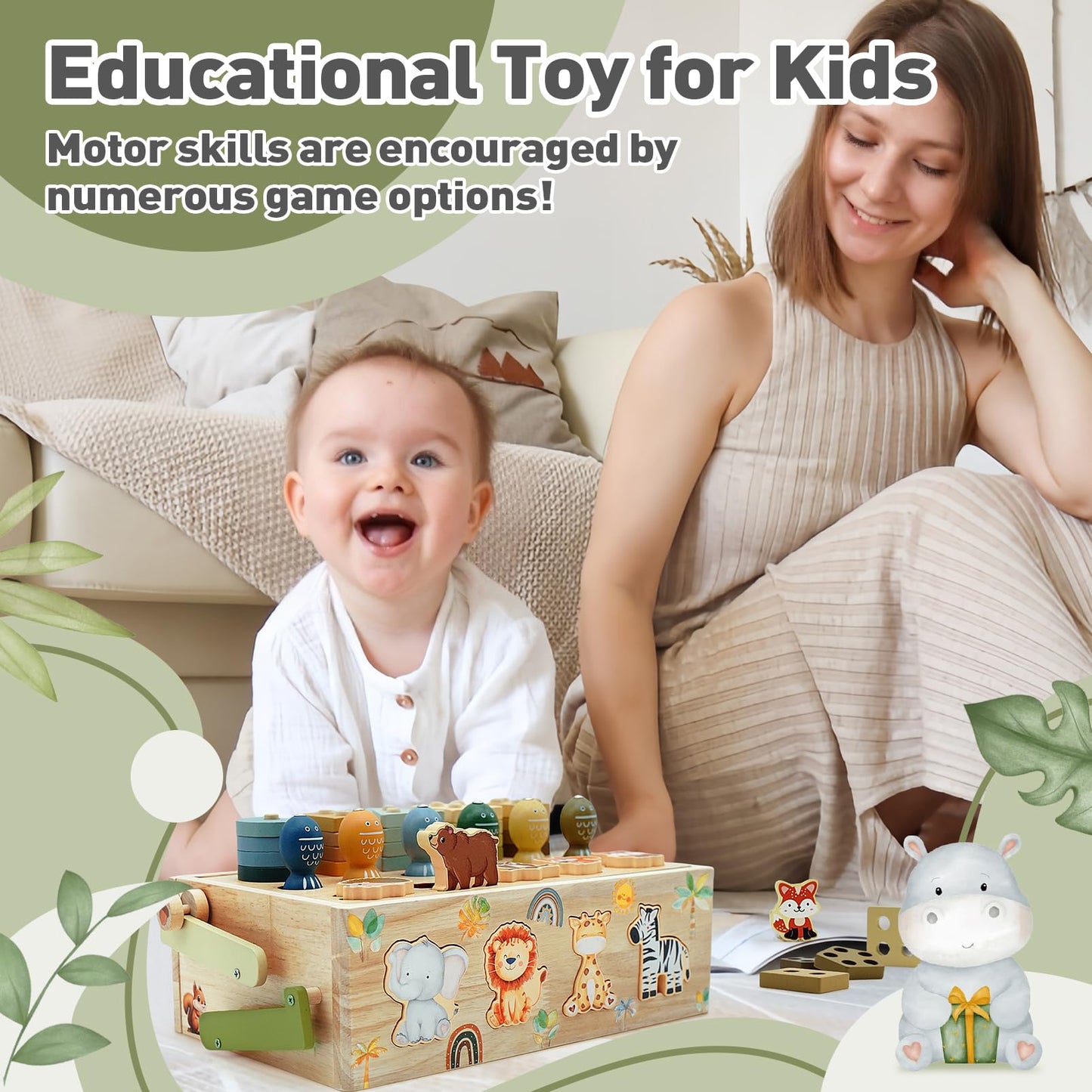 Montessori Toys for 1 Year Old - 4 Year Olds, Wooden Busy Activity ToddlerToy, Preschool Educational Toys, Birthday Gift for Boys Girls Aged 1 2 3 4 Year