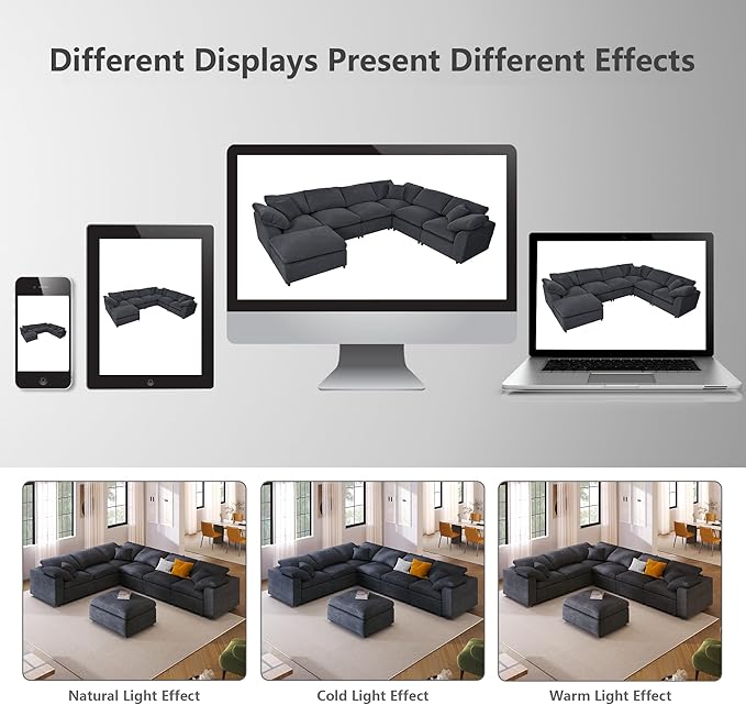 Oversized Modular Sectional Sofa Couch, Large 7 Seater Corner Sofa Modern U