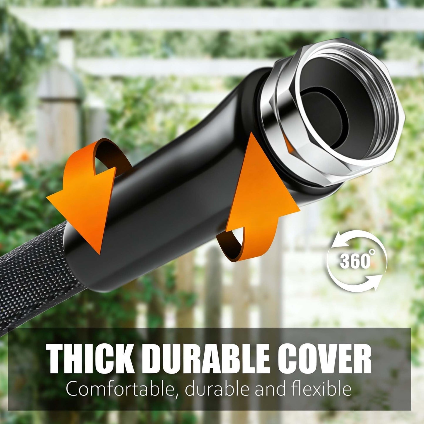 Relxitl Garden Hose 100feet, Water Hose with 10 Function Hose Nozzle, NON-Expandable Hose, Tough & Flexible, Lightweight, Crush Resistant Fittings, Kink & Tangle Free, Rust Proof for Watering
