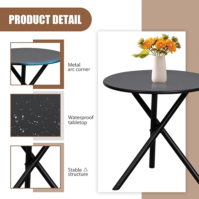 Shintenchi 3 Piece Outdoor Rocking Bistro Set, Textilene Fabric Small Patio