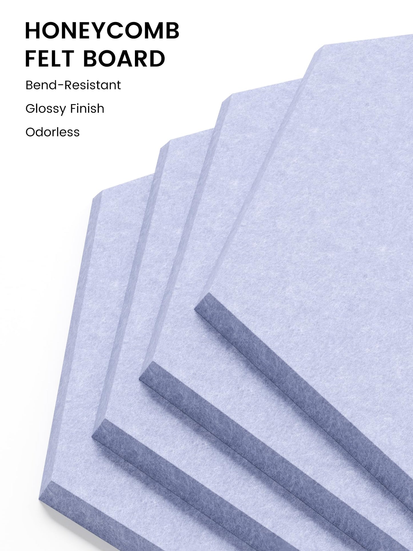 Fluxynara Hexagon Cork Board Alternative for Walls Decor-8-Pack Felt Bulletin Board Tiles,with 30 Pushpins,50 Adhesive Tabs for Office,Classrooms & Home Pin Board Felt Board-Soft Periwinkle